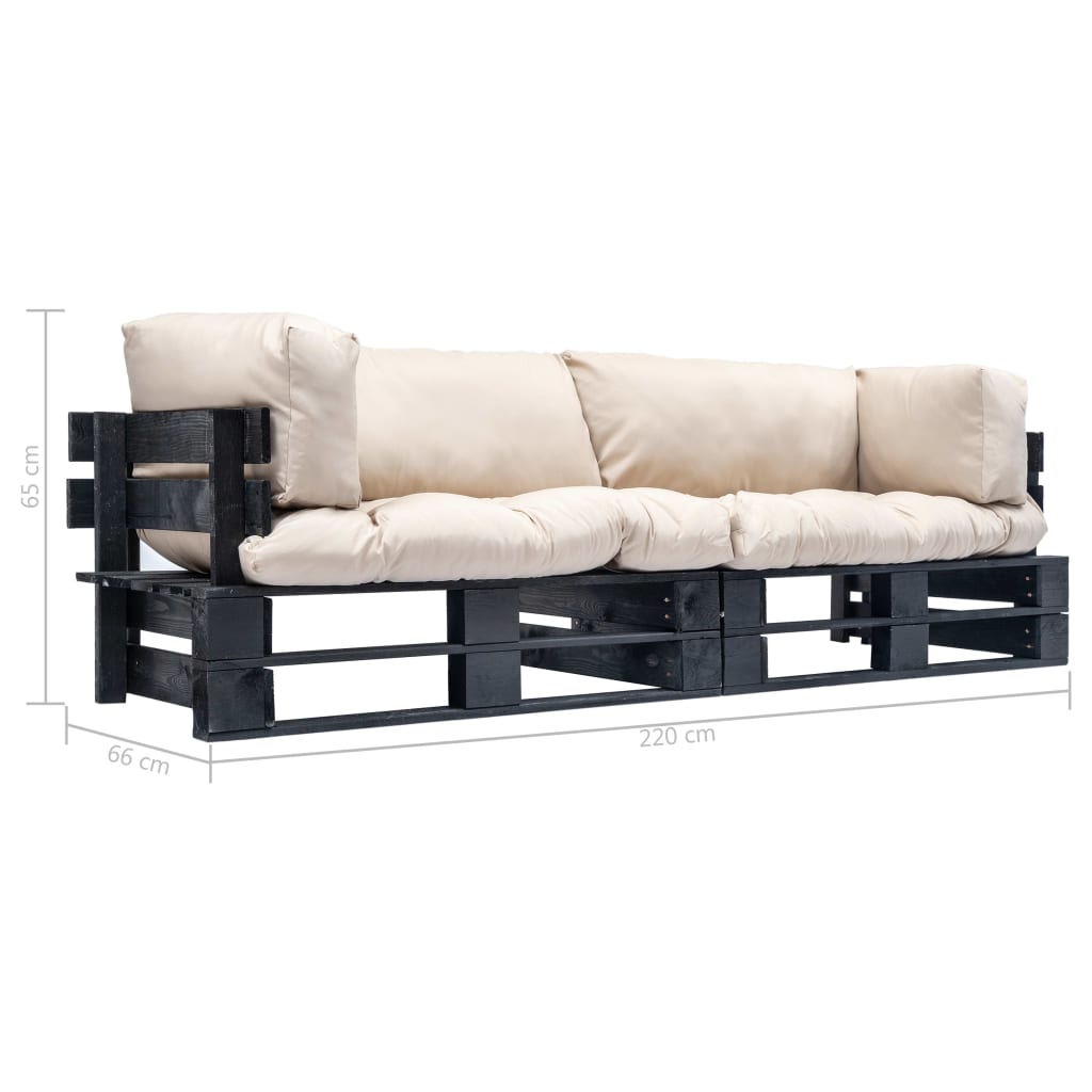Set canapea grădină paleți cu perne nisipii, 2 piese, lemn pin GartenMobel Dekor