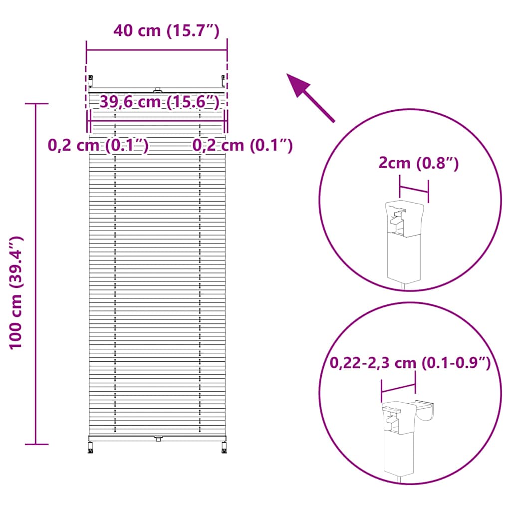 Jaluzea plisată, crem, 40x100 cm GartenMobel Dekor