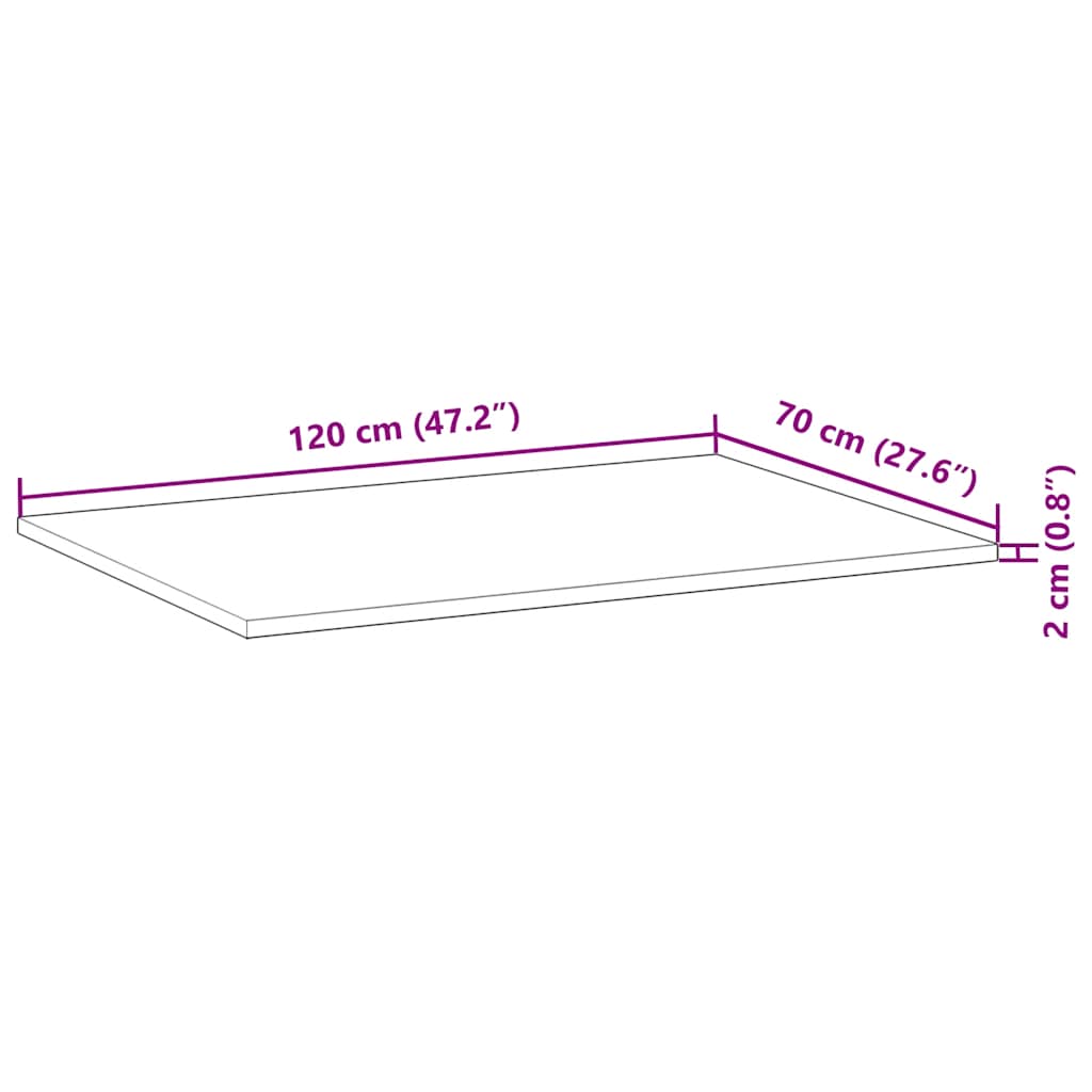 Blat de birou netratat, 120x70x2 cm, lemn masiv de acacia GartenMobel Dekor