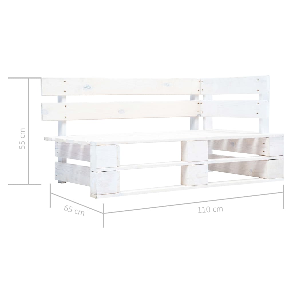 Set mobilier din paleți cu perne, 6 piese, alb, lemn pin tratat GartenMobel Dekor