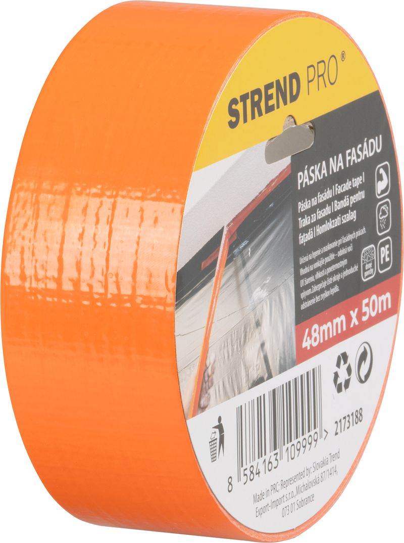 Bandă de mascare pentru fațadă Strend Pro UV, 48 mm x 50 m, portocalie