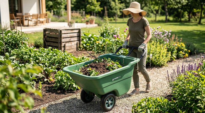 Carucior de gradina Handy 90L din plastic, max. 50 kg, 780x560x400 mm