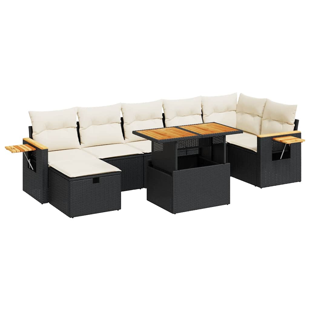 Set mobilier de grădină cu perne, 5 piese, negru, poliratan GartenMobel Dekor