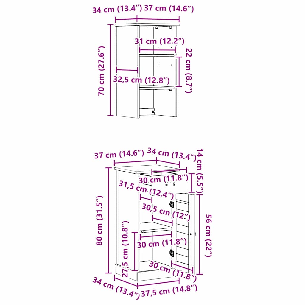 Set de mobilier pentru baie VIGO 2 pcs Maro și Maro Miere GartenMobel Dekor