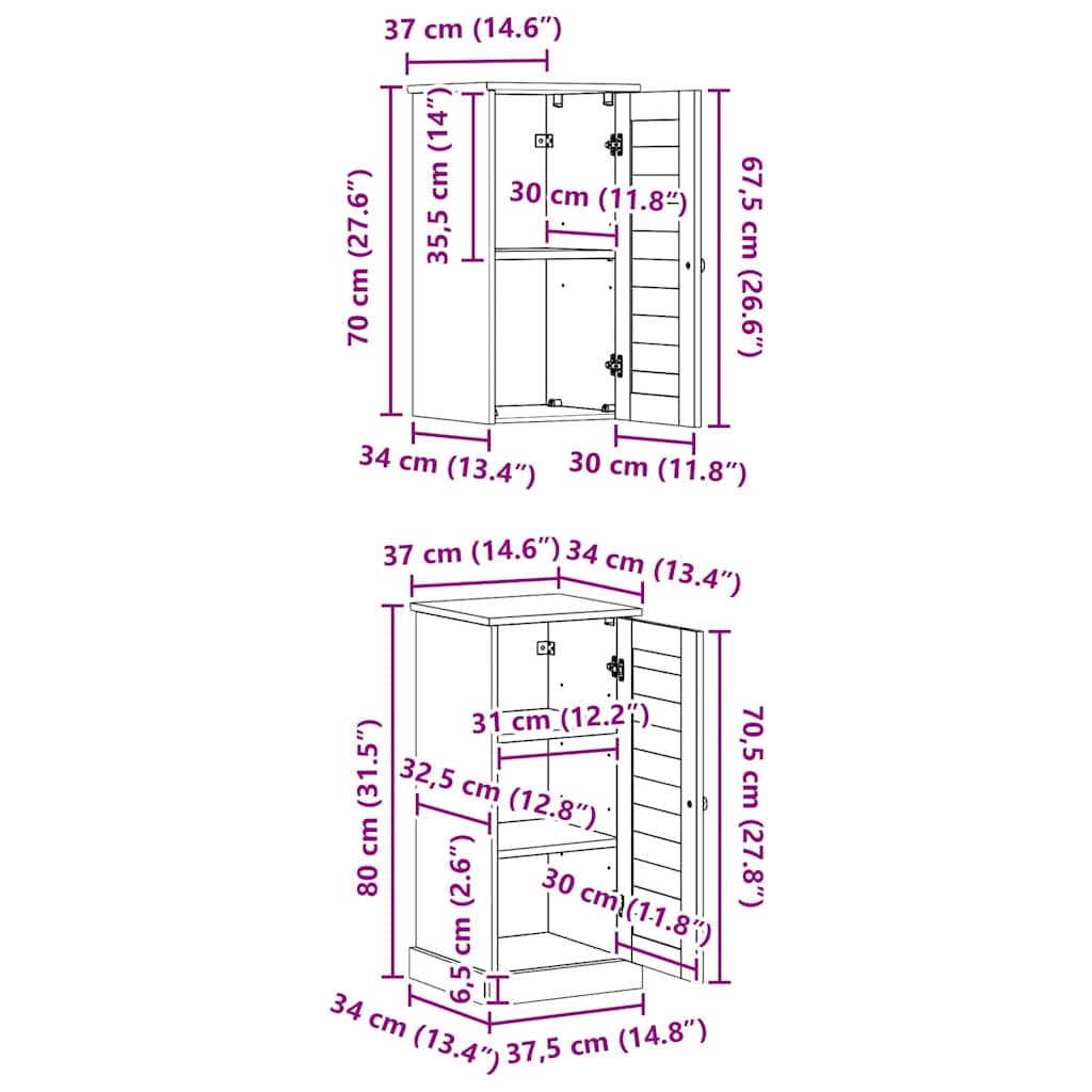 Set de mobilier pentru baie VIGO 2 pcs Maro și Maro Miere GartenMobel Dekor