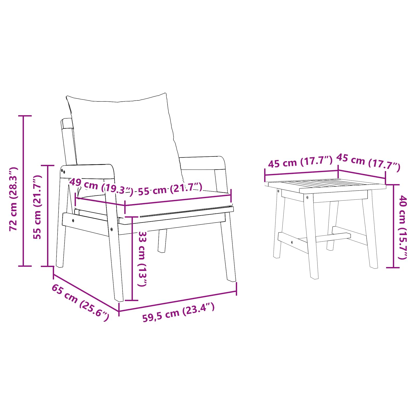 Set bistro cu pernă 5 pcs Maro Lemn Solid de Acacia GartenMobel Dekor