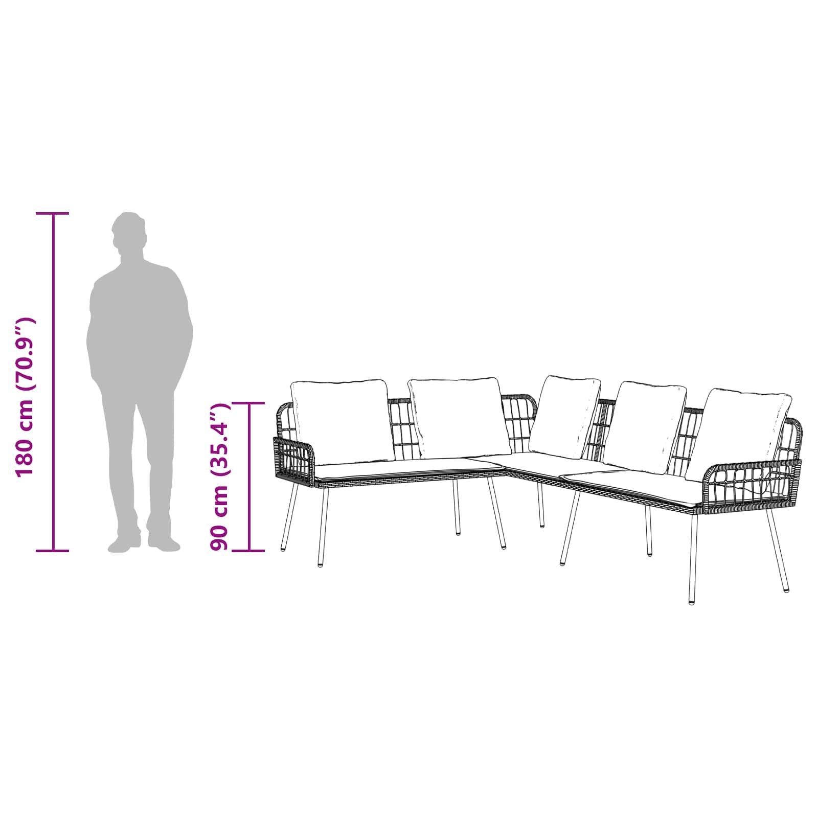 Set de canapele pentru grădină cu pernă 2 pcs natural poliratan GartenMobel Dekor