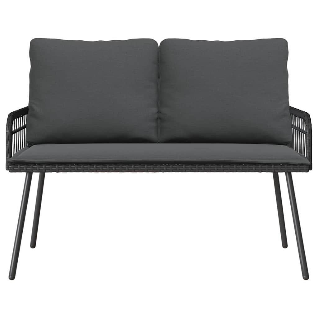 Set de masă pentru grădină cu pernă 2 pcs Negru poliratan GartenMobel Dekor