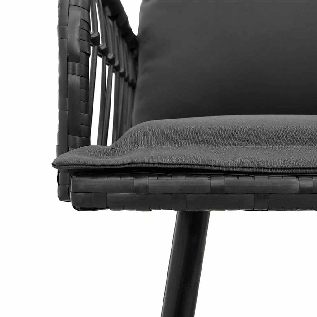 Set de masă pentru grădină cu pernă 2 pcs Negru poliratan GartenMobel Dekor