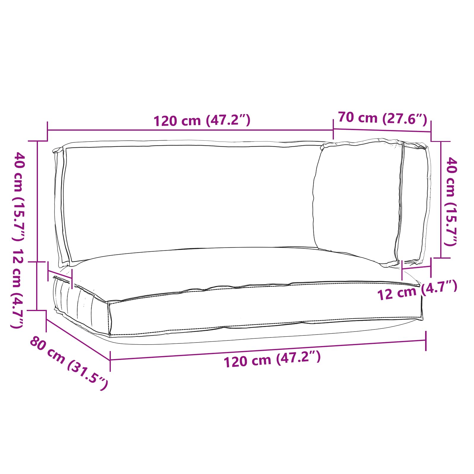 Set de perne pentru palet 3 pcs Gri Material Oxford GartenMobel Dekor
