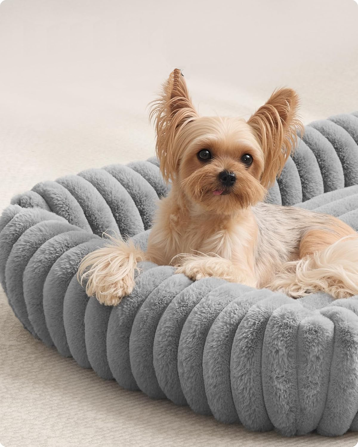 FEANDREA Pat pentru caini din plus, ortopedic, cu margini inaltate, detasabil si lavabil, 71x55x18 cm, gri