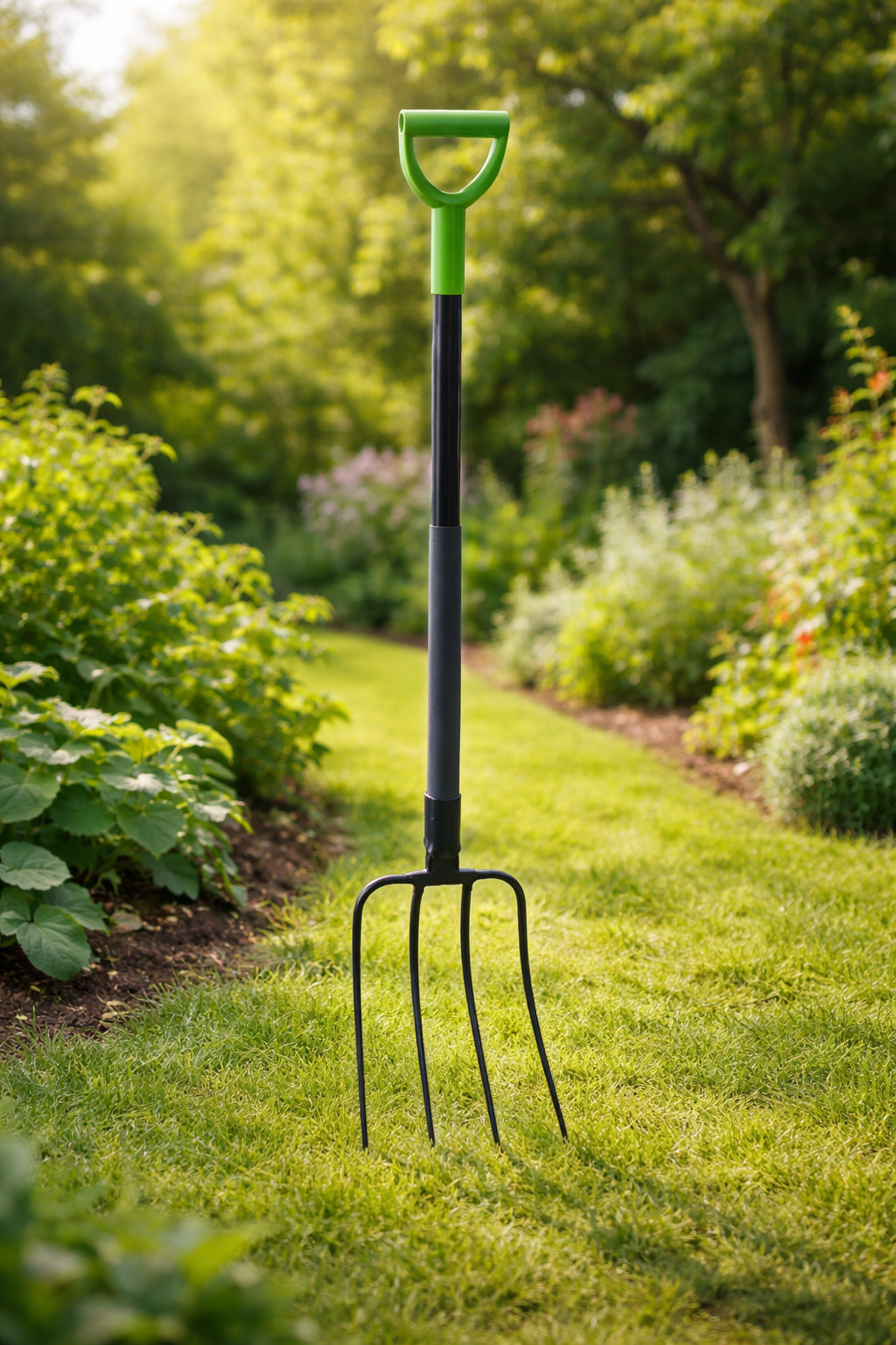 Furca de gradina din otel, 120 cm, cu maner ergonomic tip D