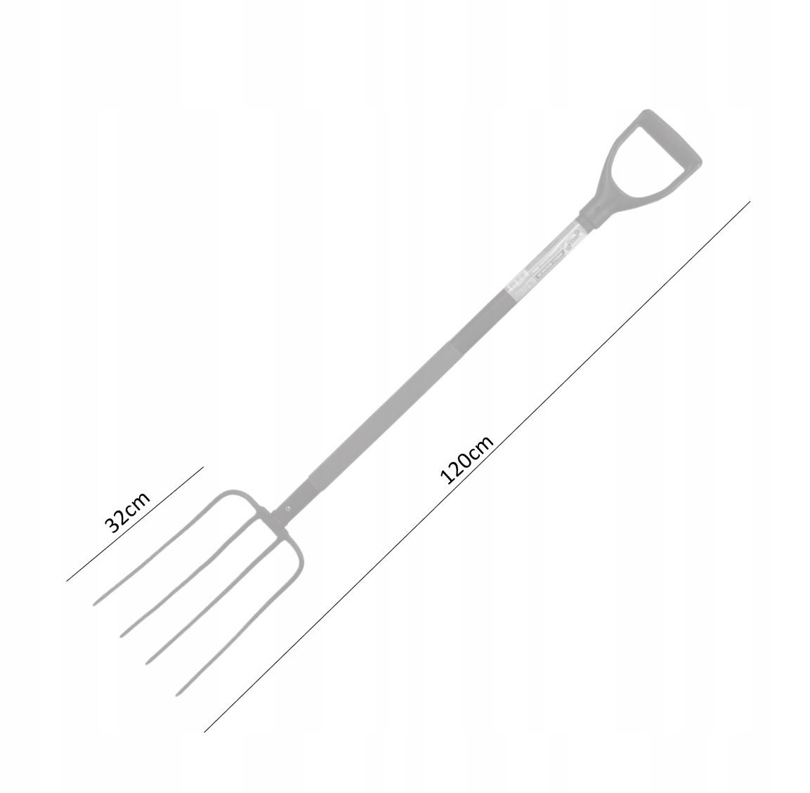 Furca de gradina din otel, 120 cm, cu maner ergonomic tip D