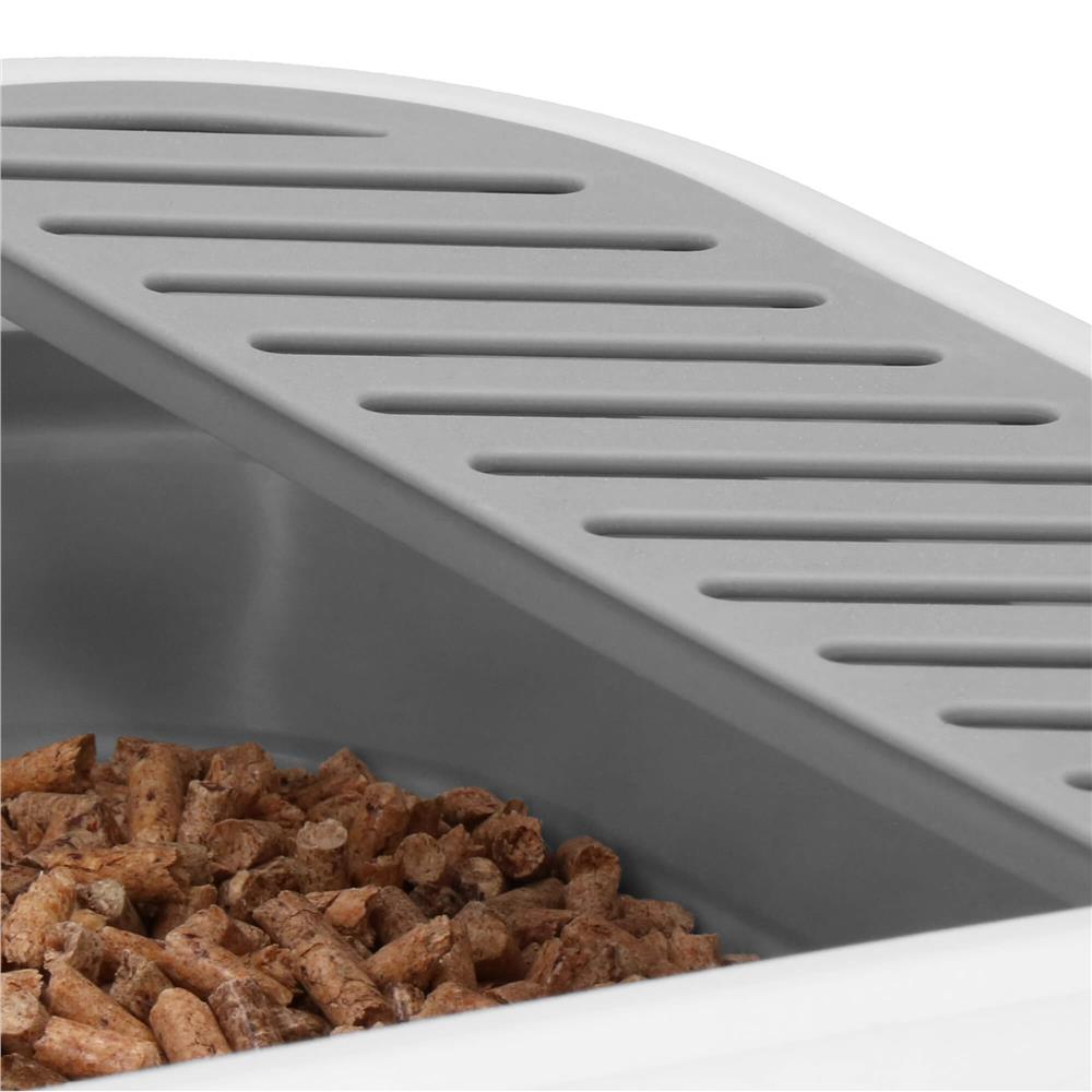 Litiera pliabila pentru pisici cu lopatica si capac, 45x34x12 cm, gri si alb