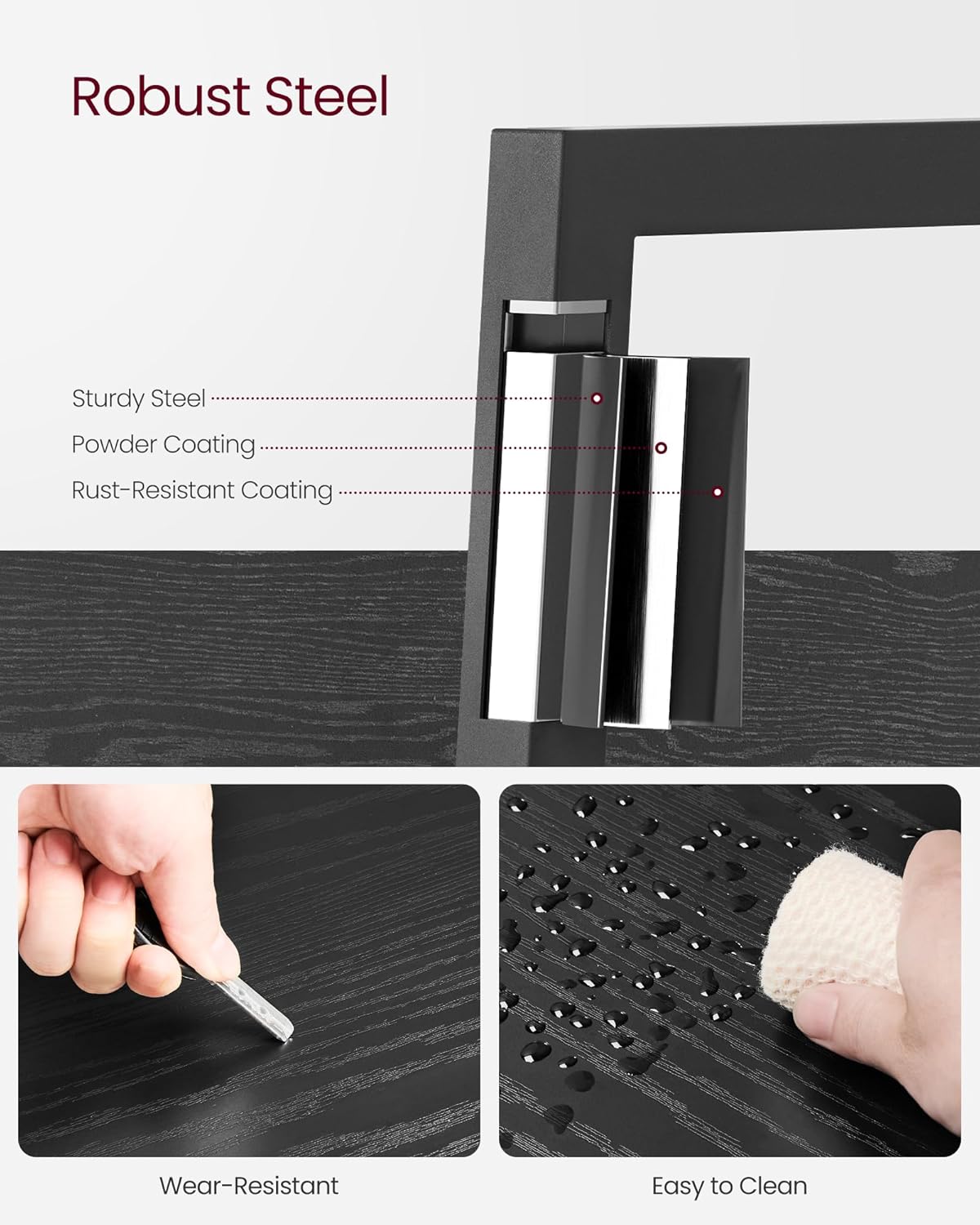 Biblioteca tip scara VASAGLE cu 5 rafturi, design industrial, negru