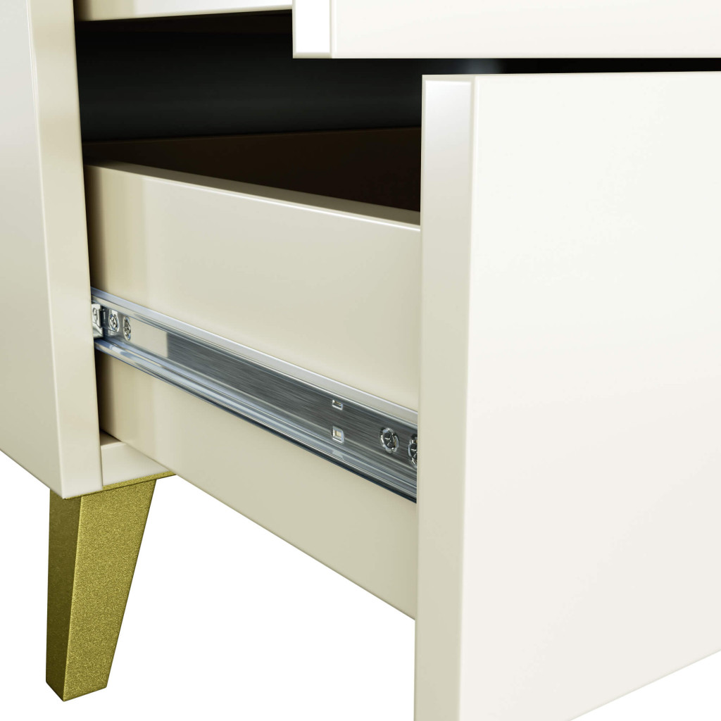 Comodă înaltă MOBI K-06 cu 6 sertare, finisaj cașmir și detalii aurii