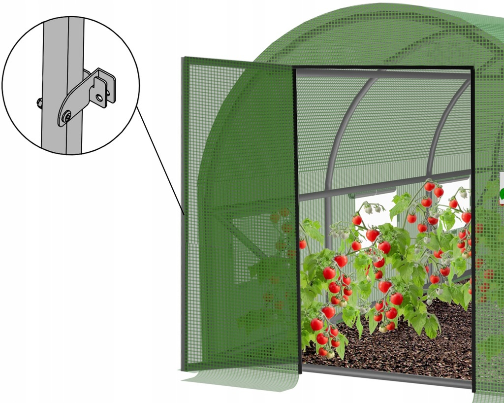 Sera tunel de gradina 10x5 m, 50 mp, cadru metalic, usa metalica