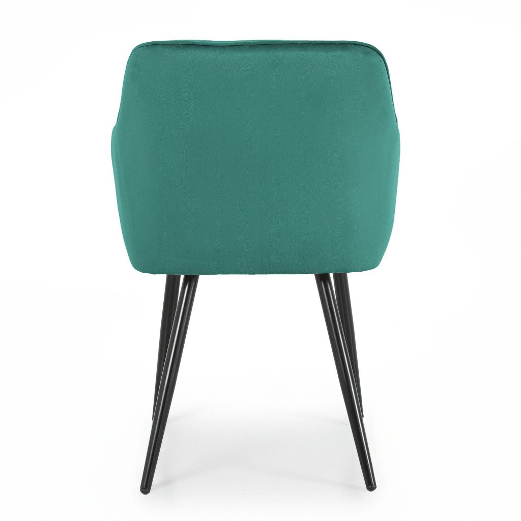 Set 6 scaune tapitate Diamant, velur verde smarald, picioare metalice negre