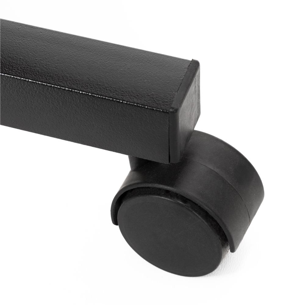 Birou reglabil pe inaltime cu rafturi si roti, 80x40 cm, maro natur