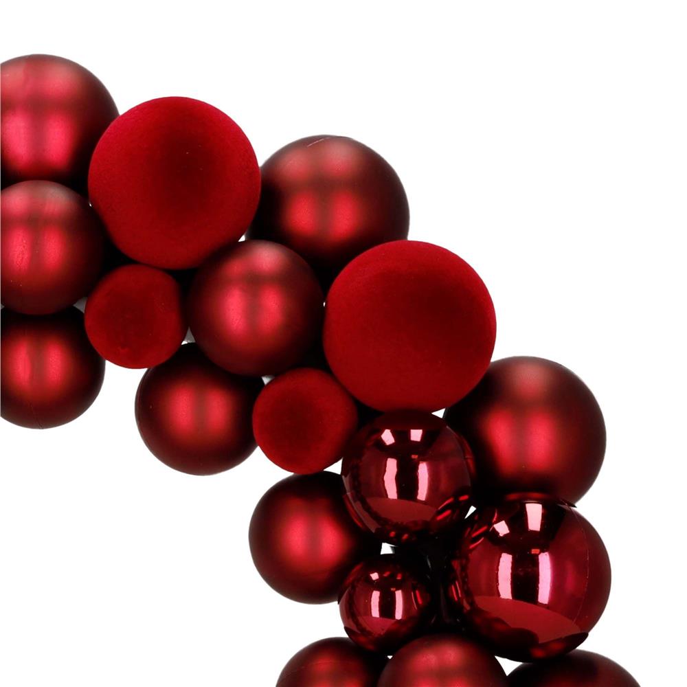Coronita decorativa de Craciun cu 55 globuri rosii din plastic, 2.5-4.5 cm