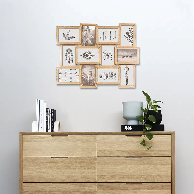 Rama foto multipla Atmosphera Mia pentru 12 poze 10x15 cm, MDF natur