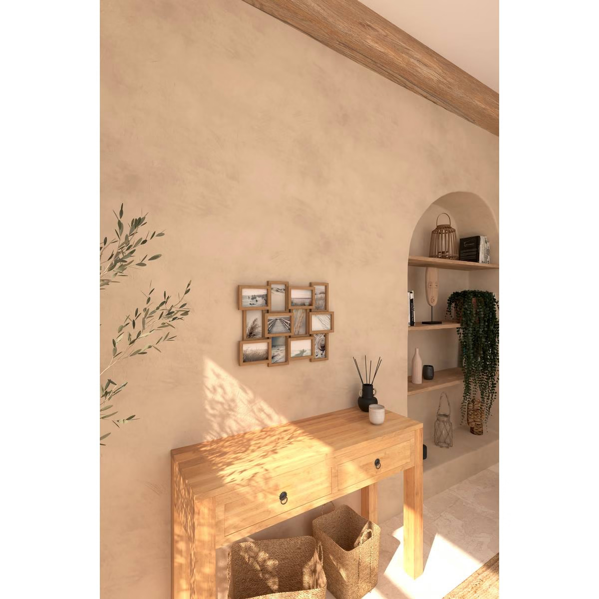 Rama foto multipla Atmosphera Mia pentru 12 poze 10x15 cm, MDF natur