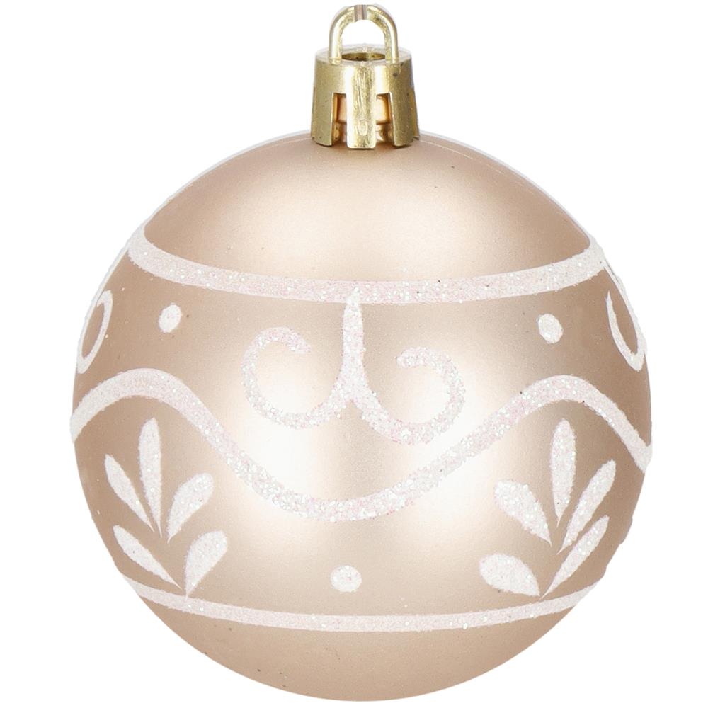 Set globuri pentru brad cu stea varf, 101 piese, maro si rose gold