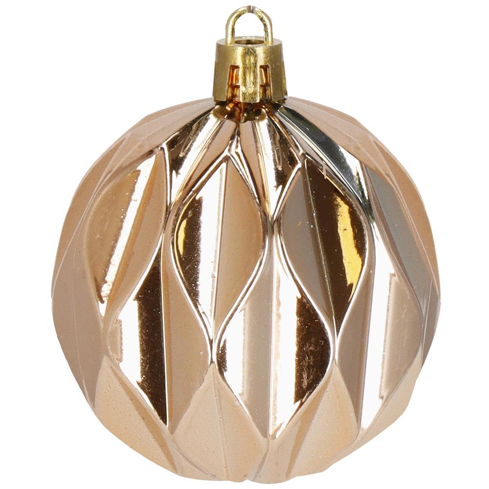 Set globuri pentru brad cu stea varf, 101 piese, maro si rose gold