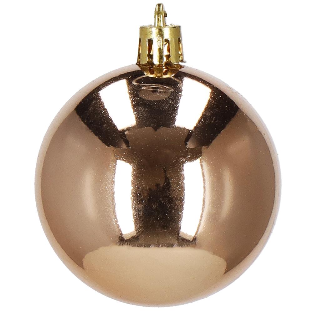 Set globuri pentru brad cu stea varf, 101 piese, maro si rose gold
