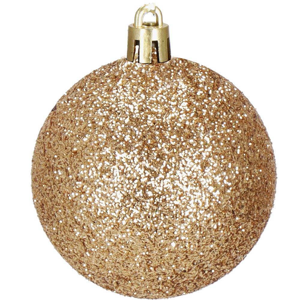 Set globuri pentru brad cu stea varf, 101 piese, maro si rose gold