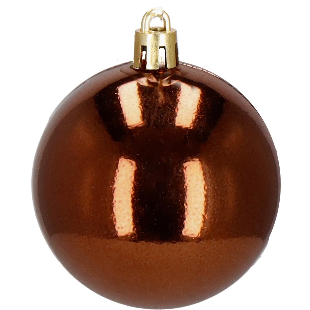 Set globuri pentru brad cu stea varf, 101 piese, maro si rose gold