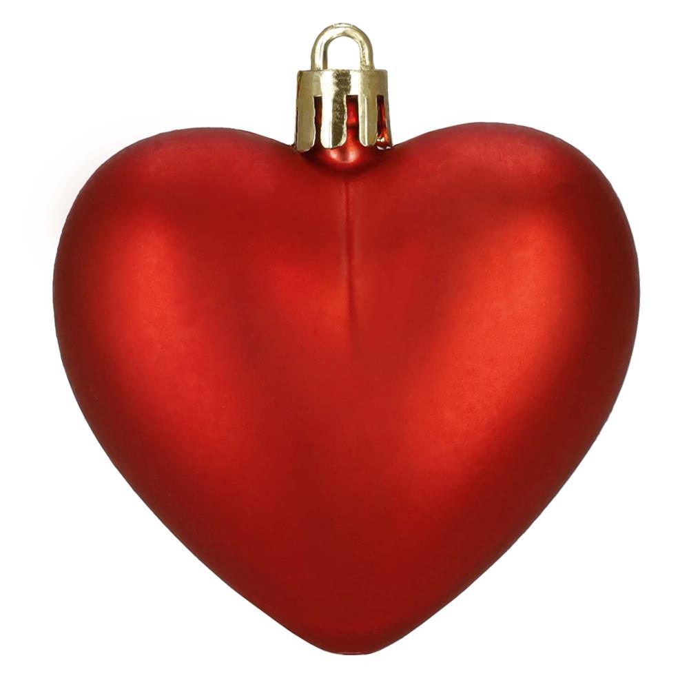 Set 16 globuri decorative inimă roșii din plastic, 4-7 cm