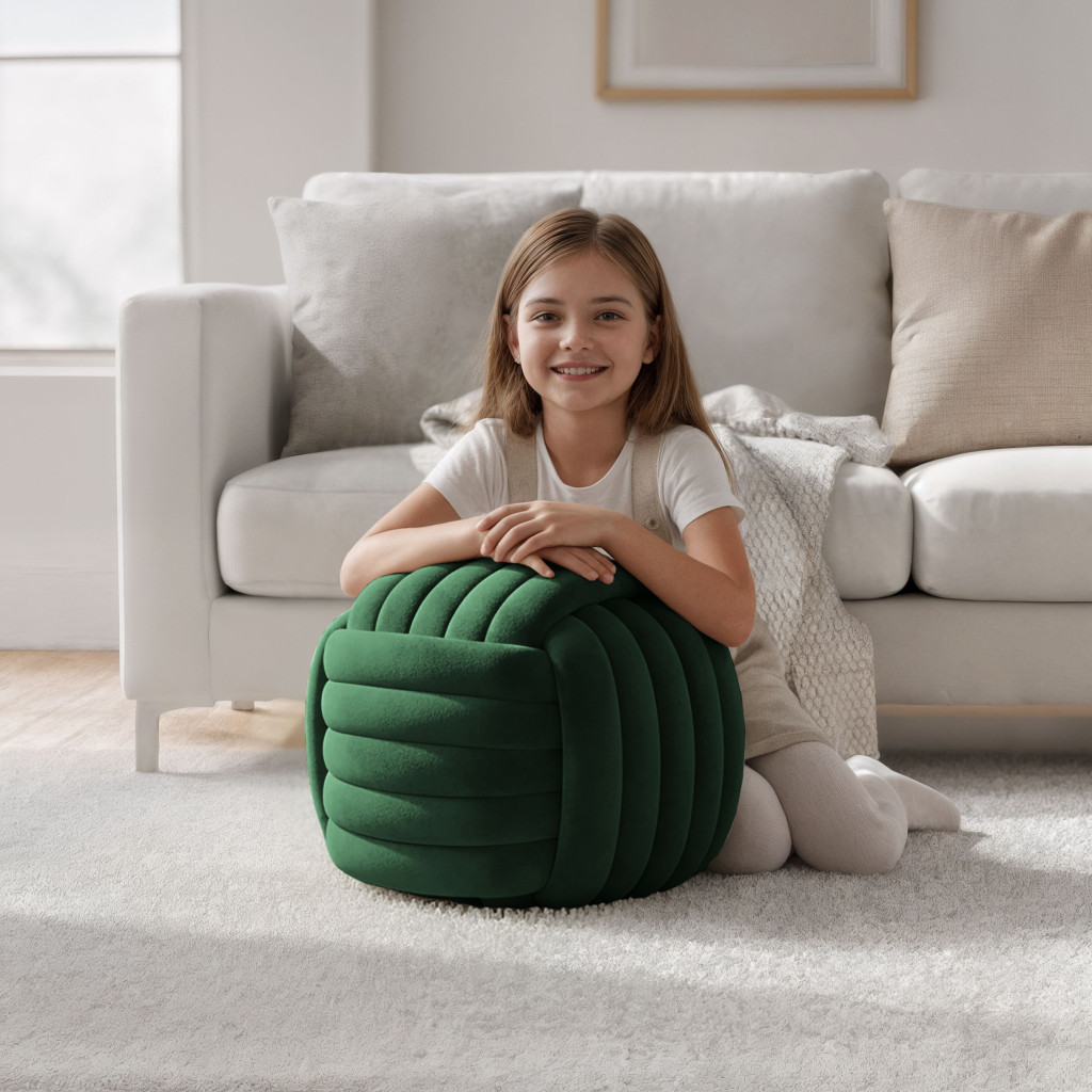 Taburet tapitat Nilo din velur, 53x50x43 cm, verde smarald elegant