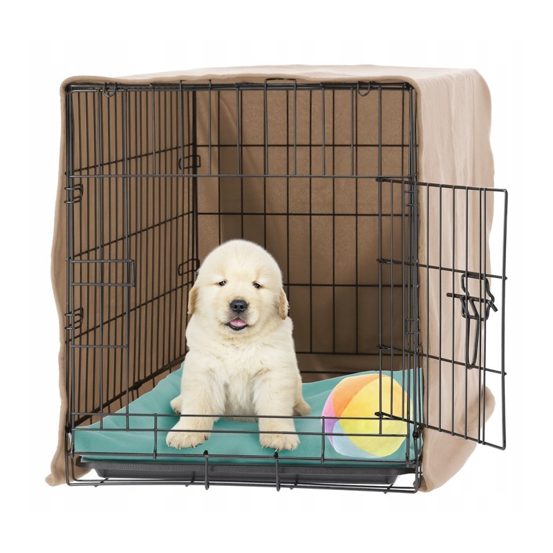 Cusca metalica pentru caine XL, pliabila, cu tava detasabila si maner, 91x57x63 cm, negru