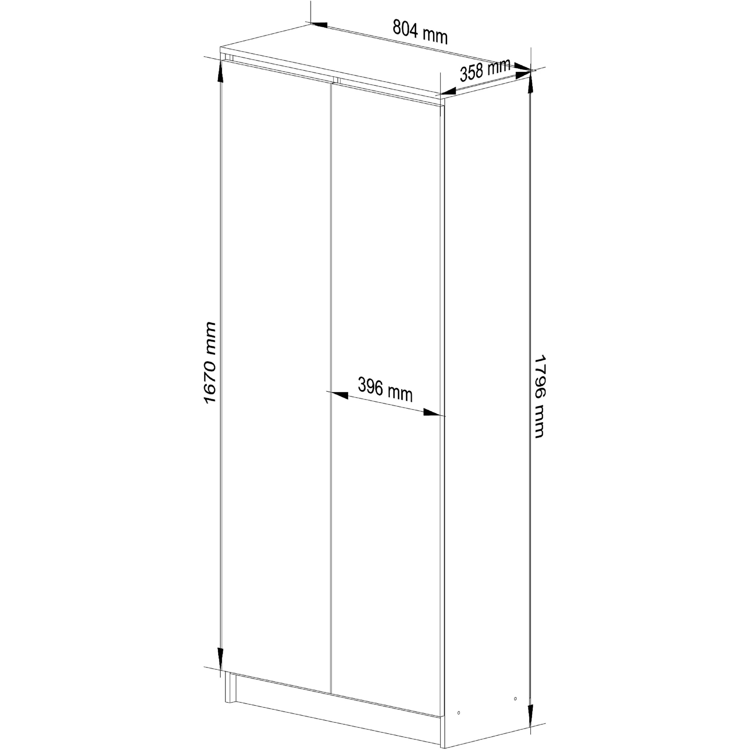 Dulap cu 8 etajere, PAL laminat 16 mm, 80x35x180 cm, alb si grafit