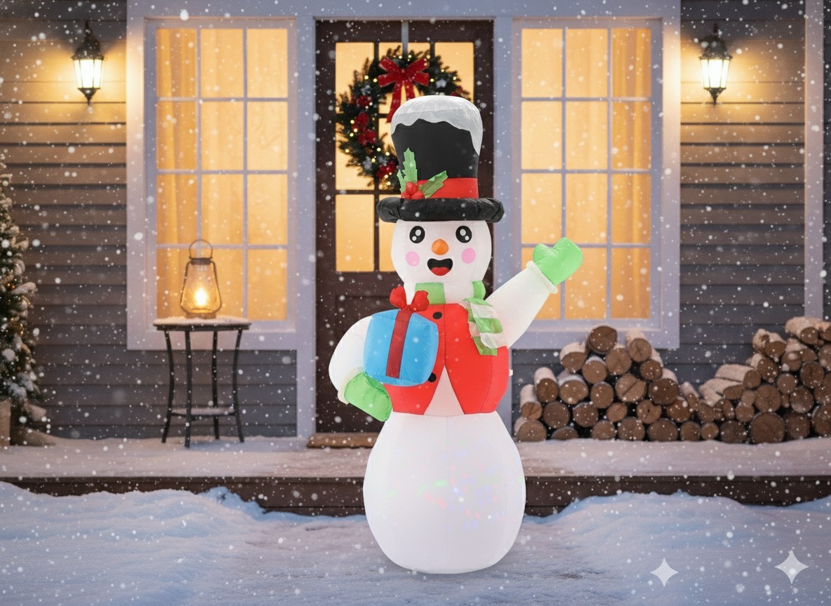 Om de zapada gonflabil de exterior, iluminare LED, 180 cm, compresor integrat, alb