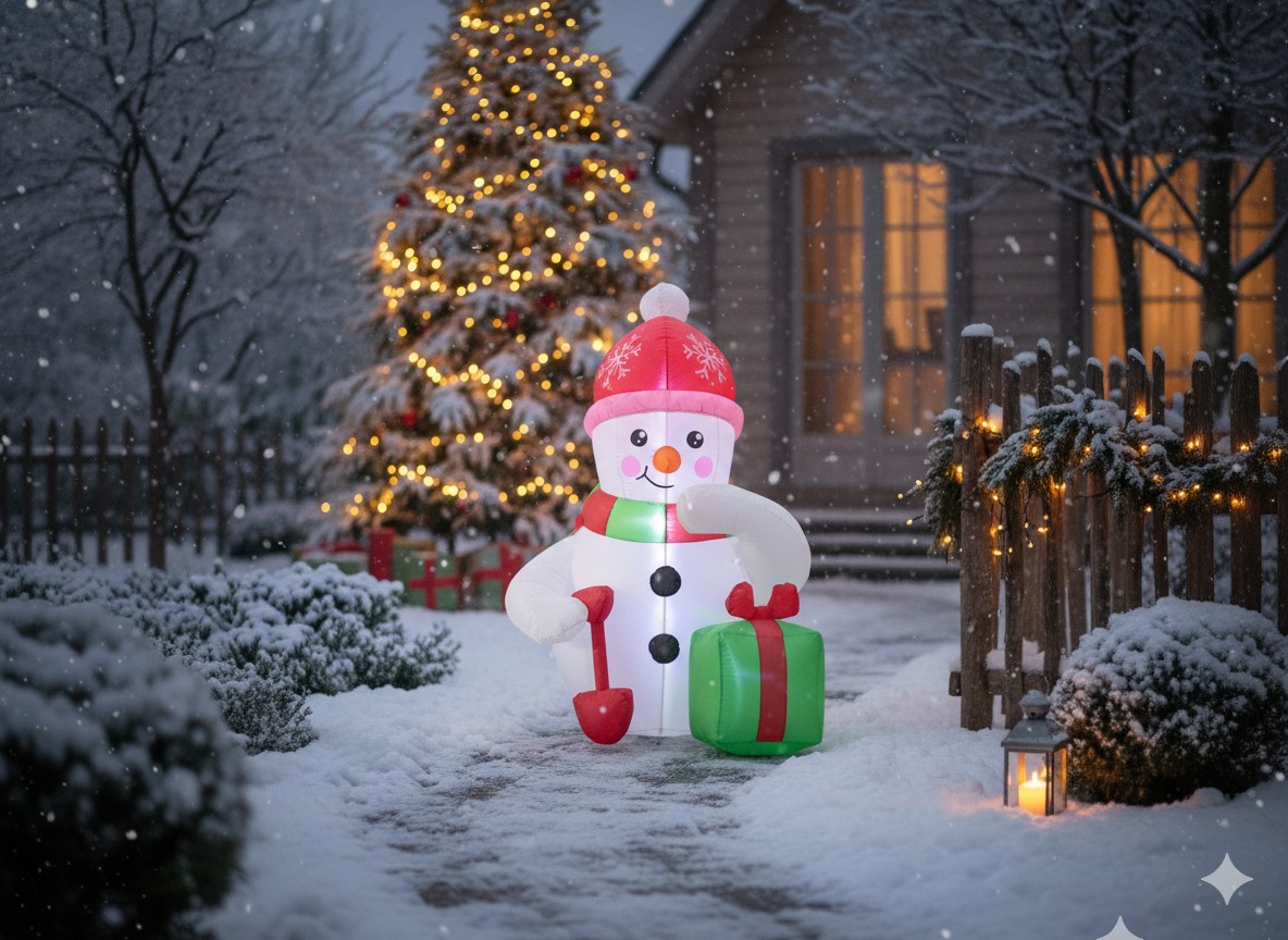 Om de zapada gonflabil pentru exterior, cu iluminare LED, 180 cm, compresor integrat, alb