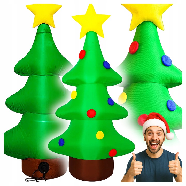 Brad gonflabil de exterior decor de Craciun, iluminare LED, compresor integrat, 125 cm, verde