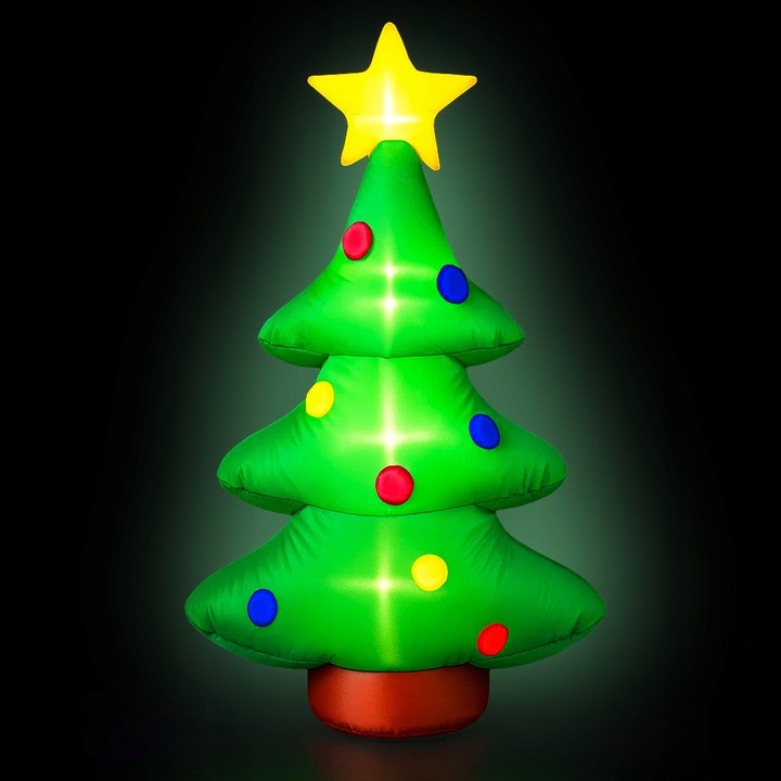 Brad gonflabil de exterior decor de Craciun, iluminare LED, compresor integrat, 125 cm, verde