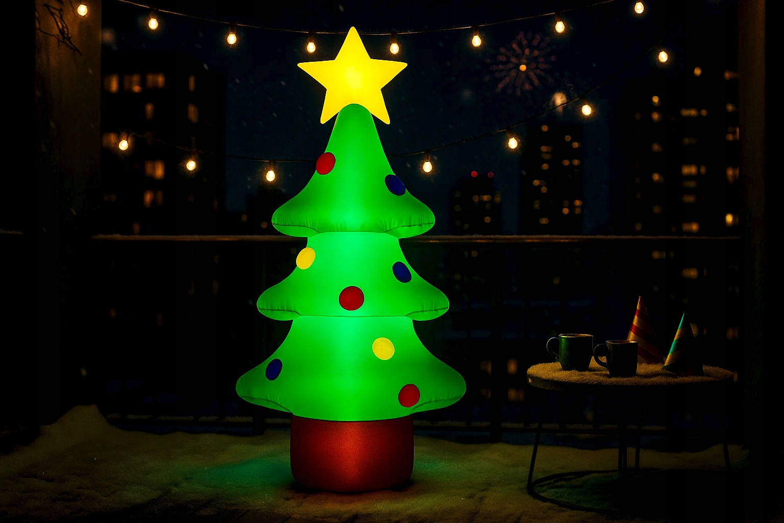 Brad gonflabil de exterior decor de Craciun, iluminare LED, compresor integrat, 125 cm, verde