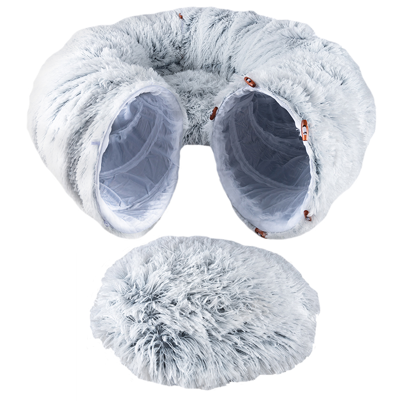 Tunel de joaca pentru pisici din plus, transformabil in pat rotund, 85 cm