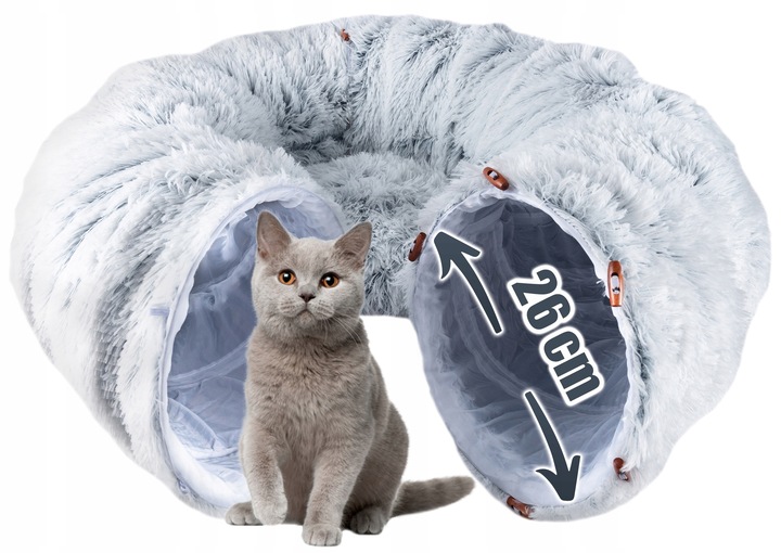 Tunel de joaca pentru pisici din plus, transformabil in pat rotund, 85 cm