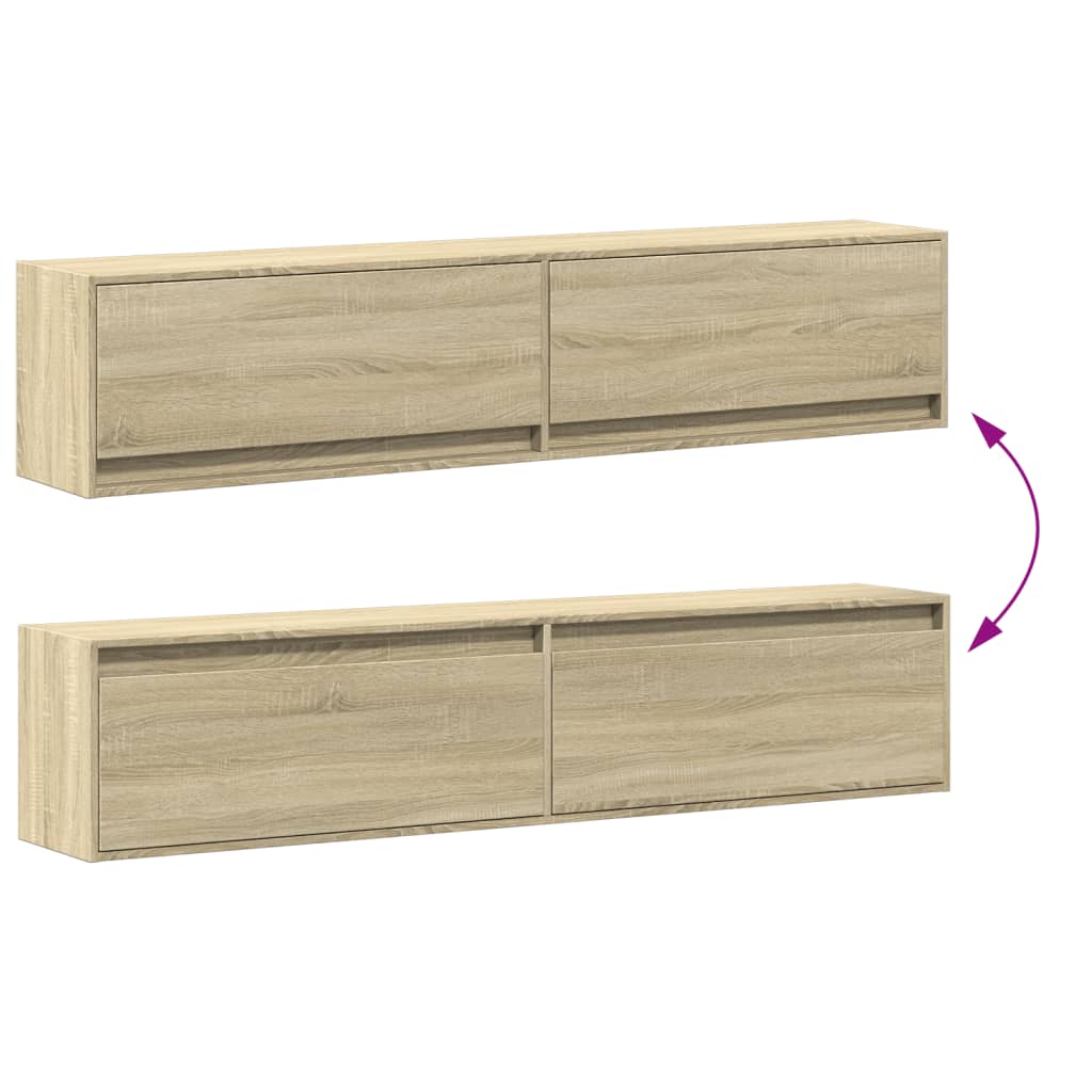 Dulap TV de perete cu lumini LED, stejar sonoma, 180x31x38 cm GartenMobel Dekor