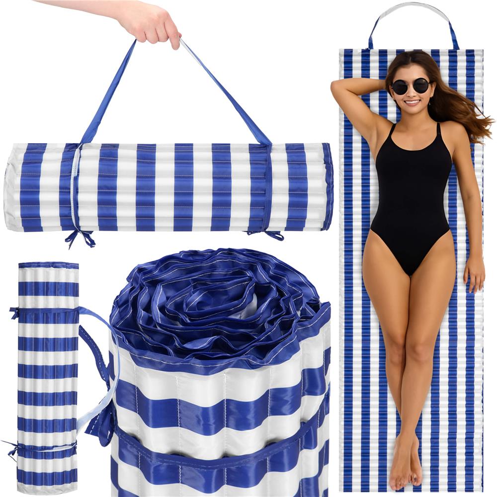 Saltea de plaja pliabila din spuma EPE, cu maner, 180x60 cm, albastra