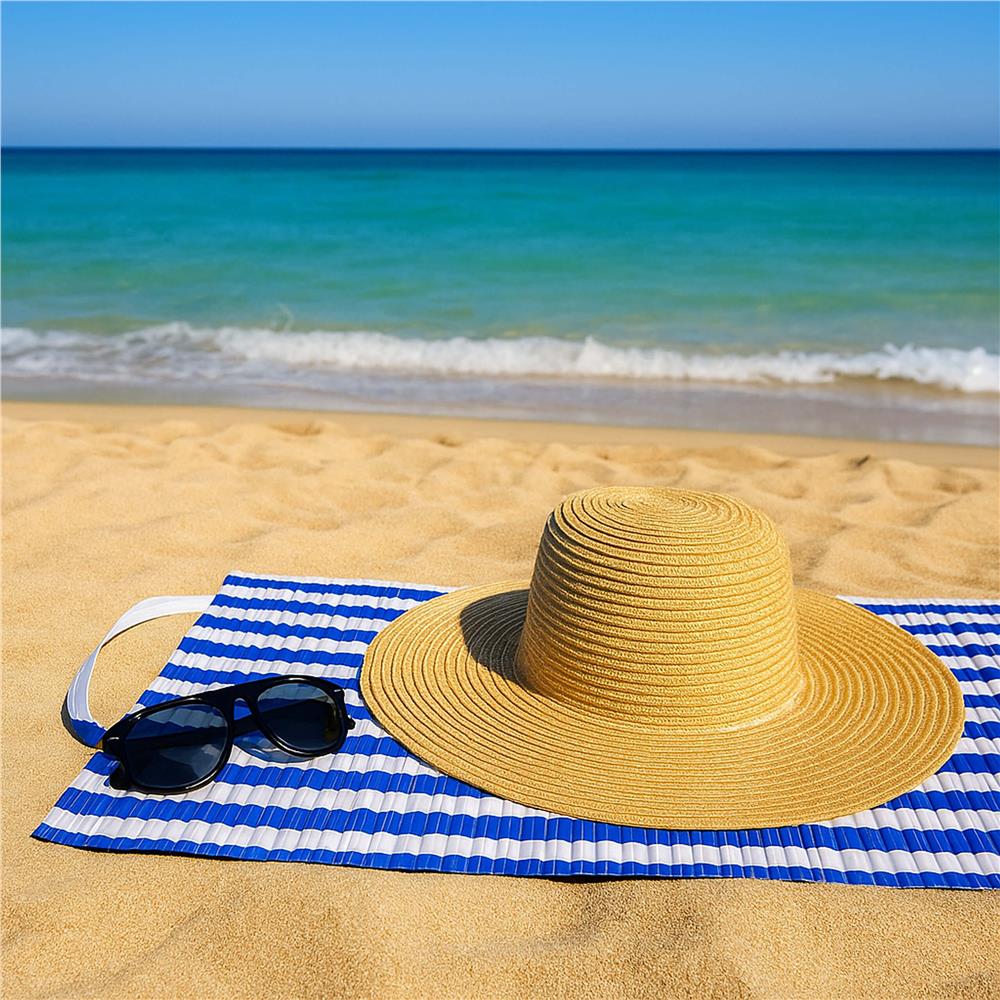 Saltea de plaja pliabila din spuma EPE, cu maner, 180x60 cm, albastra