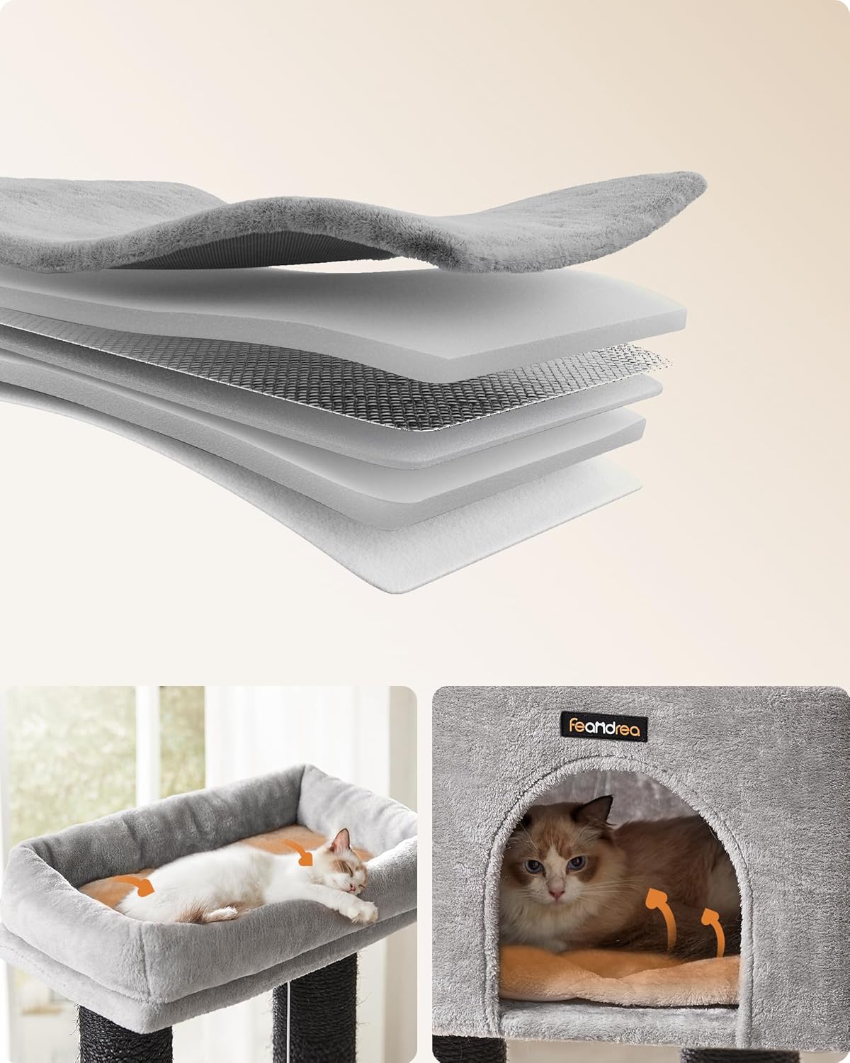 Ansamblu de joaca pentru pisici FEANDREA cu 9 stalpi sisal, 160 cm, gri