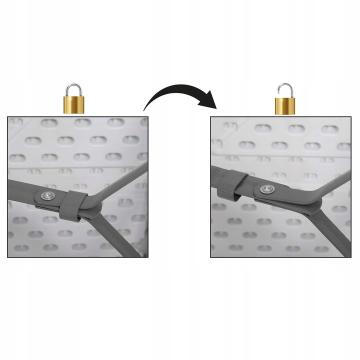 Banca pliabila cu maner, HDPE si cadru metalic, 180 cm, alb/gri