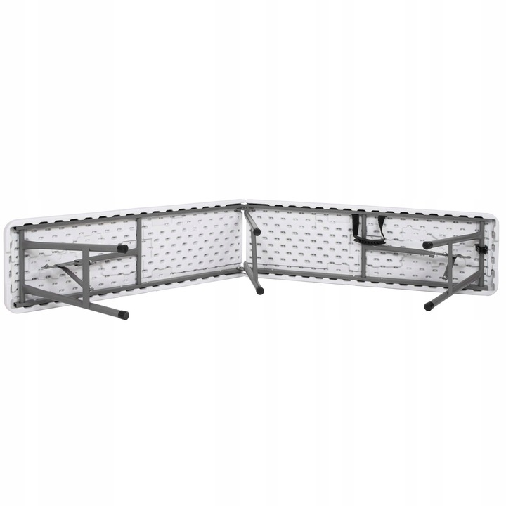 Banca pliabila cu maner, HDPE si cadru metalic, 180 cm, alb/gri