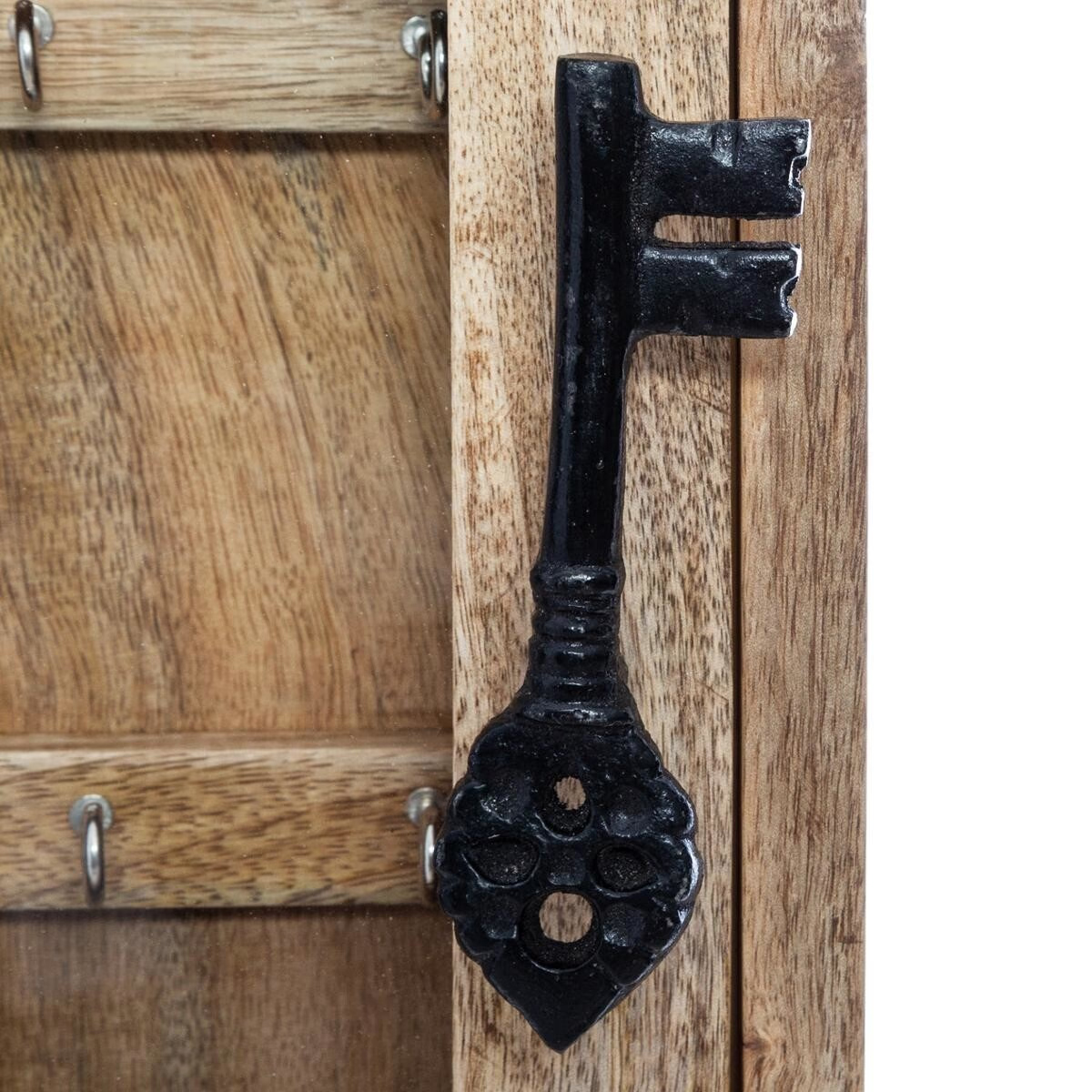 Cutie de chei Atmosphera Amalia din lemn masiv, 10 carlige, vintage, natur