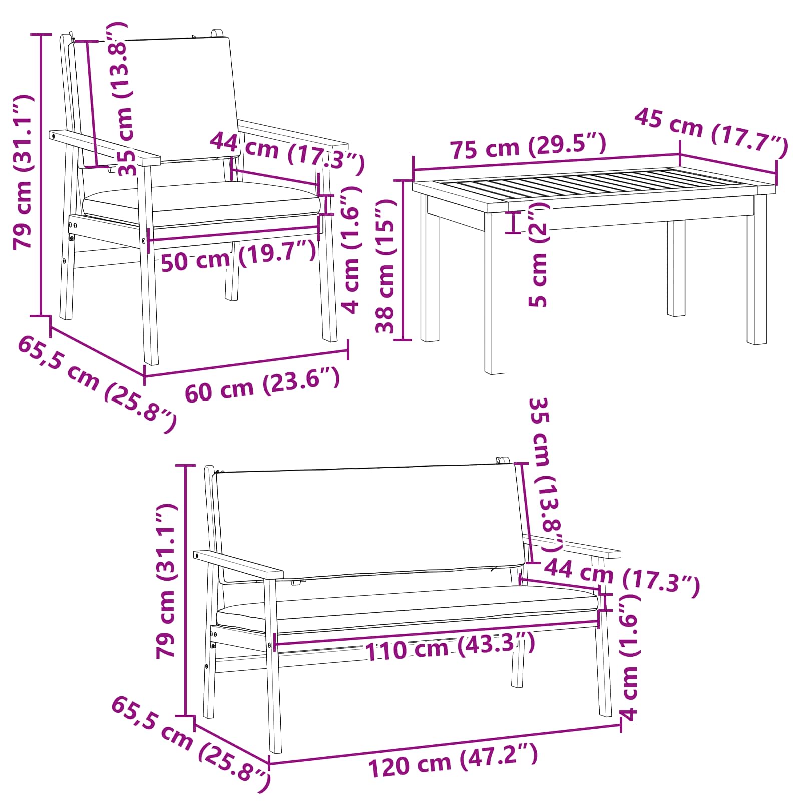 Set de canapele pentru grădină 5 pcs Maro Lemn Solid de Acacia GartenMobel Dekor